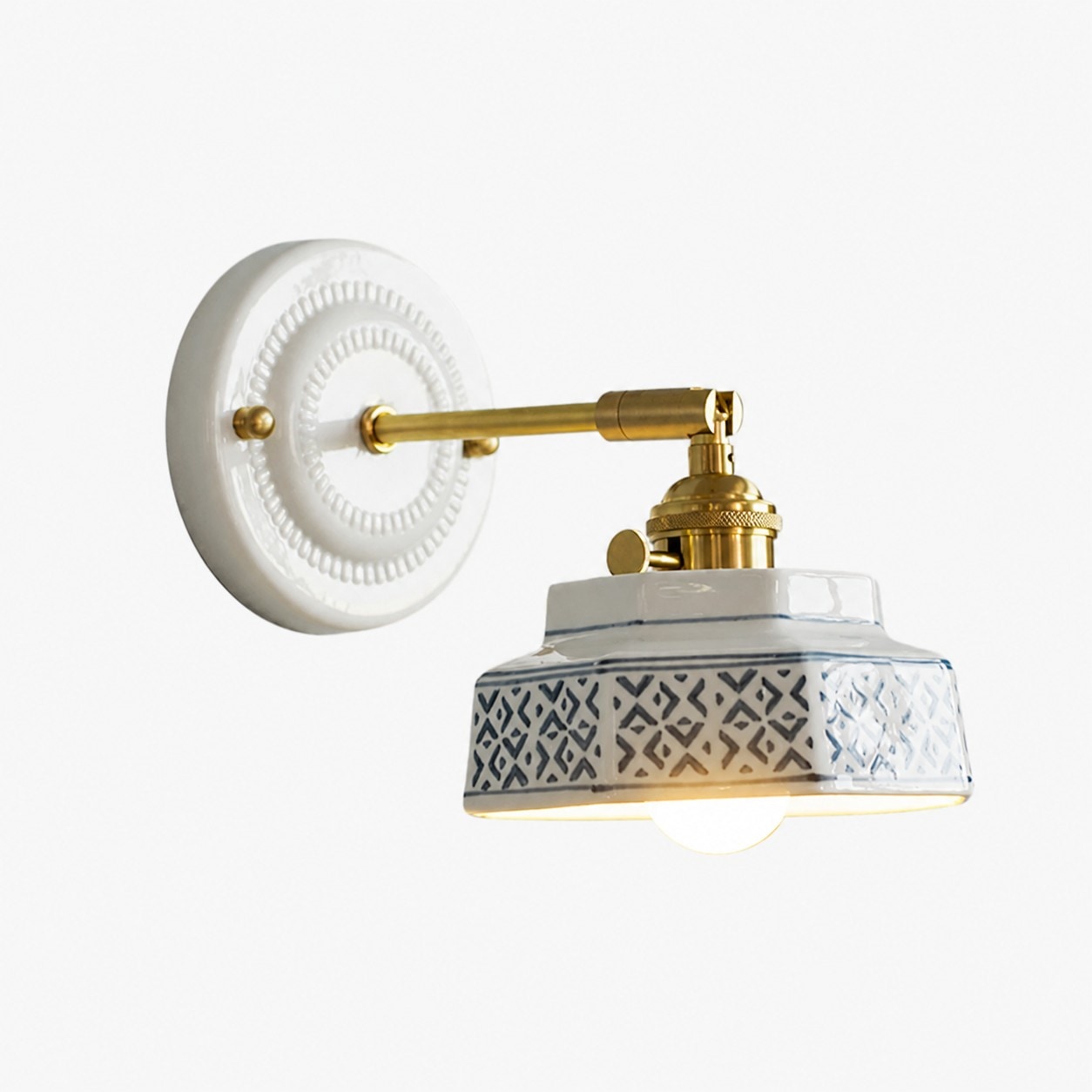 Blue and White Pattern Ceramics Style C ceramic wall lamp